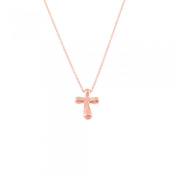 Κολιέ από ροζ χρυσό Κ14 με σταυρό