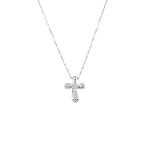 Λευκόχρυσο κολιέ Κ14 με σταυρό