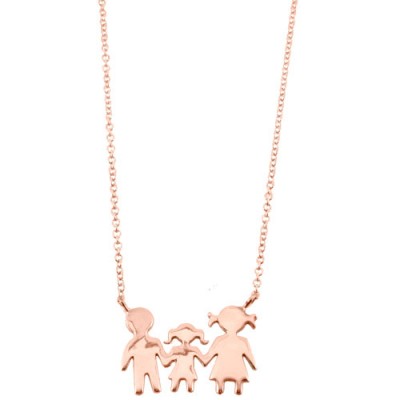 Κολιέ οικογένεια από ροζ χρυσό Κ14
