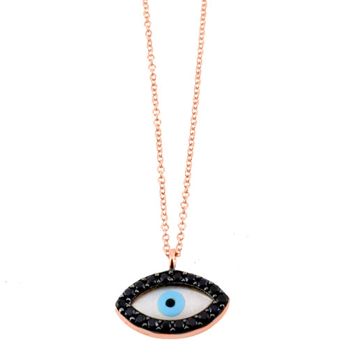 Κολιέ μάτι από ροζ χρυσό Κ14