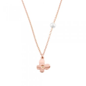 Κολιέ πεταλούδα από ροζ χρυσό Κ14