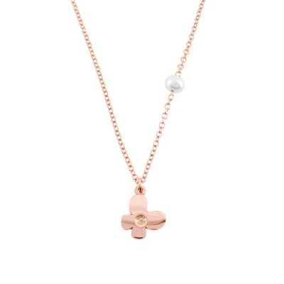 Κολιέ πεταλούδα από ροζ χρυσό Κ14