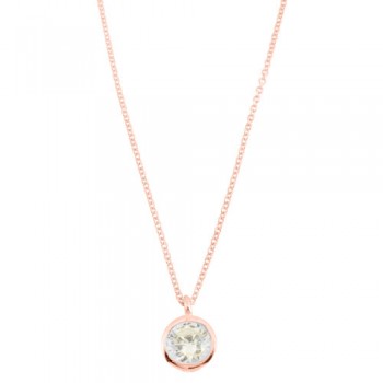 Κολιέ από ροζ χρυσό Κ14 με ζιργκόν