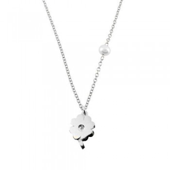 Λευκόχρυσο κολιέ τετράφυλλο τριφύλλι Κ14