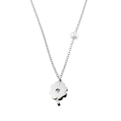 Λευκόχρυσο κολιέ τετράφυλλο τριφύλλι Κ14