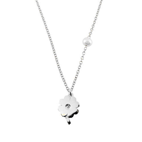 Λευκόχρυσο κολιέ τετράφυλλο τριφύλλι Κ14