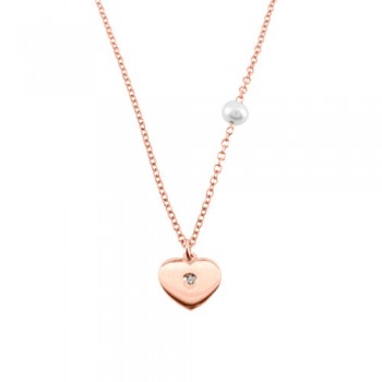 Κολιέ καρδιά από ροζ χρυσό Κ14