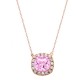 Cushion ροζ χρυσό κολιέ Κ14 με ροζ πέτρα
