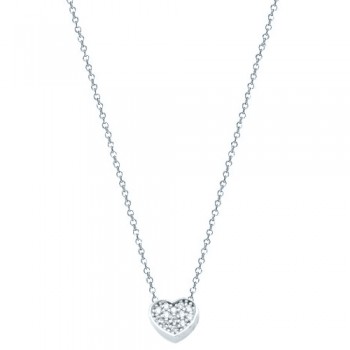 Λευκόχρυσο κολιέ καρδιά Κ14 με ζιργκόν