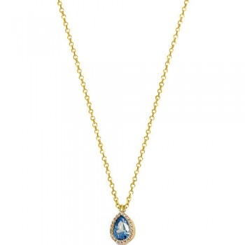 Χρυσό κολιέ σταγόνα Κ9 με ζιργκόν