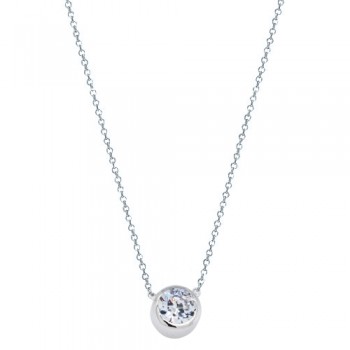 Λευκόχρυσο μονόπετρο κολιέ Κ14 με ζιργκόν