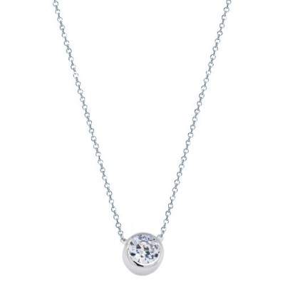 Λευκόχρυσο μονόπετρο κολιέ Κ14 με ζιργκόν