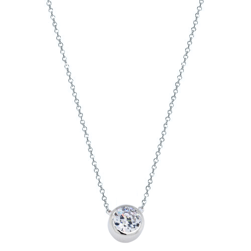 Λευκόχρυσο μονόπετρο κολιέ Κ14 με ζιργκόν