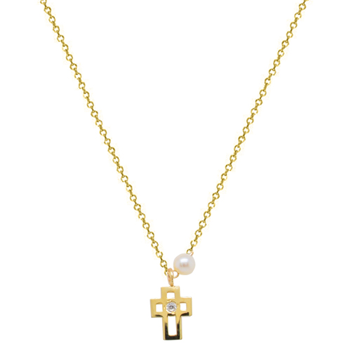 Χρυσό κολιέ Κ14 με σταυρουδάκι