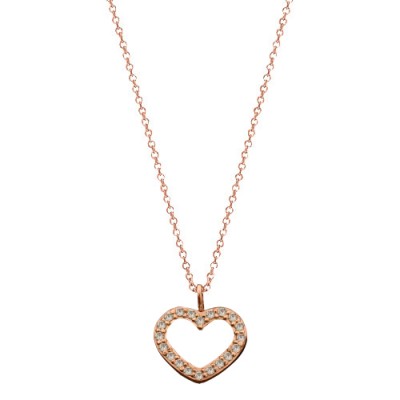 Ροζ χρυσό κολιέ καρδιά Κ14 με ζιργκόν