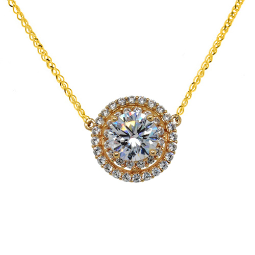 Κολιέ ροζέτα χρυσό Κ14 με ζιργκόν