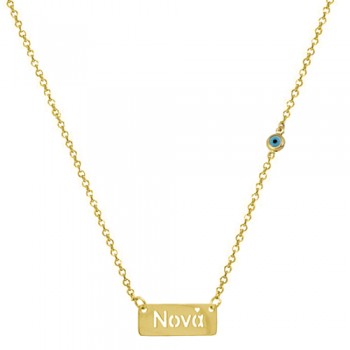 Χρυσό κολιέ νονά Κ14 με ματάκι