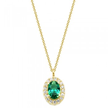 Χρυσό κολιέ οβάλ ροζέτα Κ14 με ζιργκόν