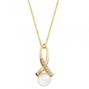 Χρυσό κολιέ Κ14 με μαργαριτάρι