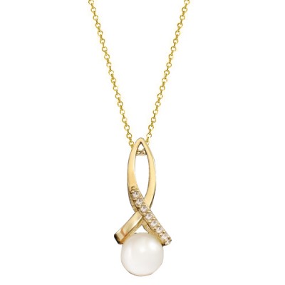 Χρυσό κολιέ Κ14 με μαργαριτάρι