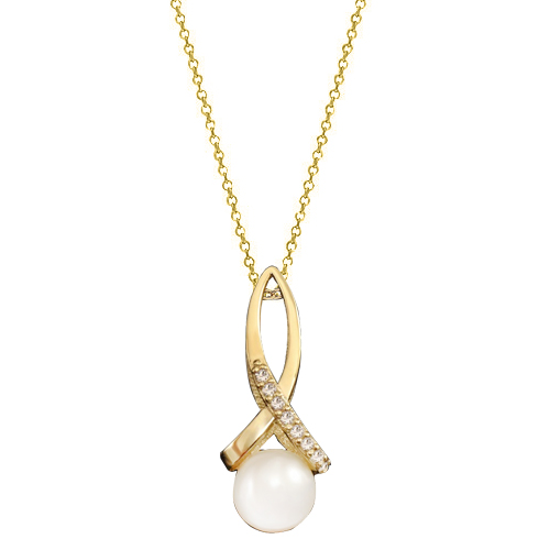 Χρυσό κολιέ Κ14 με μαργαριτάρι