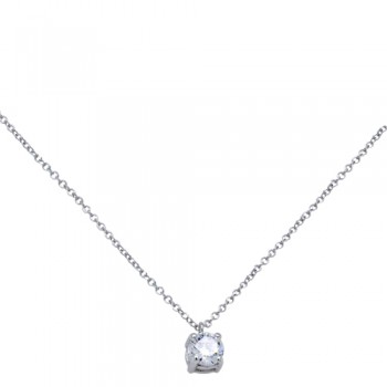 Μονόπετρο λευκόχρυσο κολιέ Κ14 με ζιργκόν