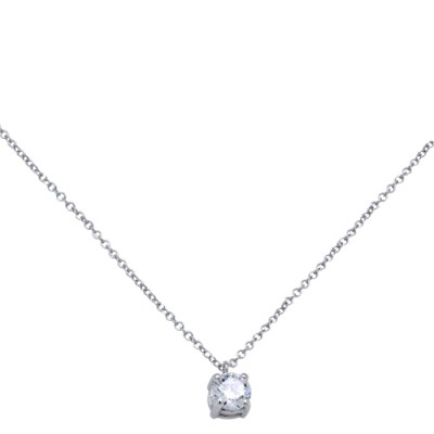 Μονόπετρο λευκόχρυσο κολιέ Κ14 με ζιργκόν