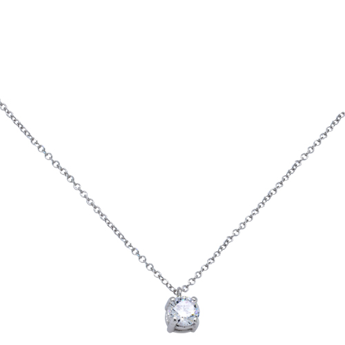 Μονόπετρο λευκόχρυσο κολιέ Κ14 με ζιργκόν