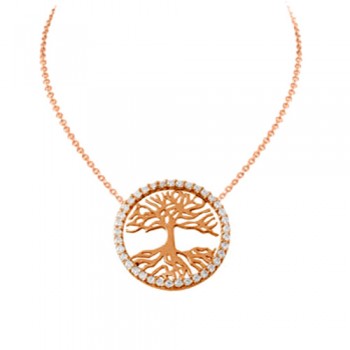 Δέντρο της ζωής ροζ χρυσό κολιέ Κ14