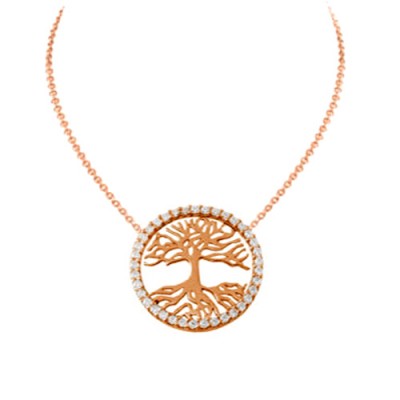Δέντρο της ζωής ροζ χρυσό κολιέ Κ14