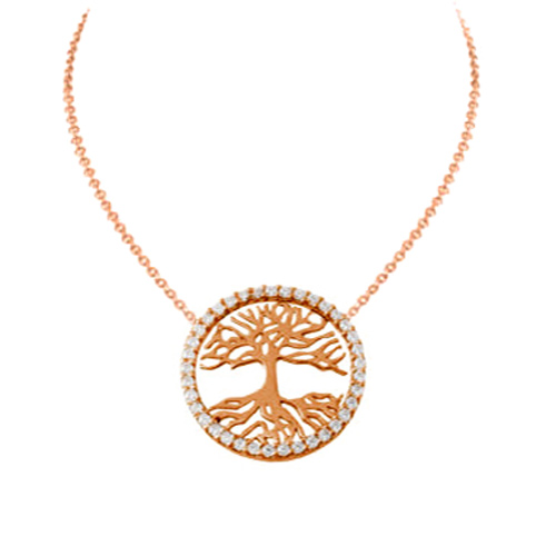 Δέντρο της ζωής ροζ χρυσό κολιέ Κ14