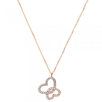 Ροζ χρυσό κολιέ ενωμένες καρδιές Κ14