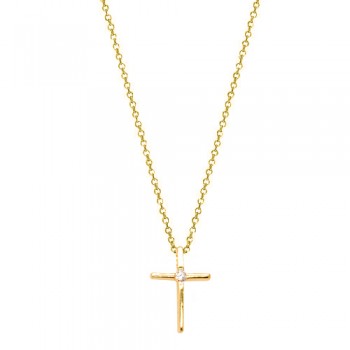 Χρυσό κολιέ Κ14 με σταυρό