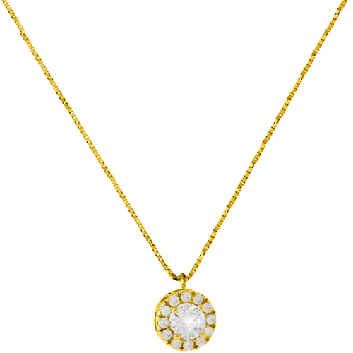 Χρυσό κολιέ ροζέτα Κ14 με ζιργκόν