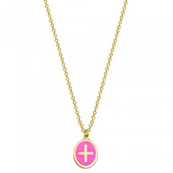 Χρυσό κολιέ Κ14 με φυλαχτό διπλής όψης