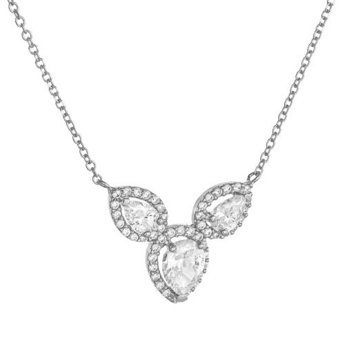 Λευκόχρυσο νυφικό κολιέ σταγόνες Κ14