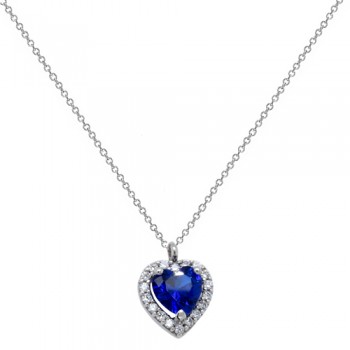 Λευκόχρυσο κολιέ καρδιά Κ14 με ζιργκόν