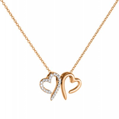 Κολιέ καρδιές από ροζ χρυσό Κ14
