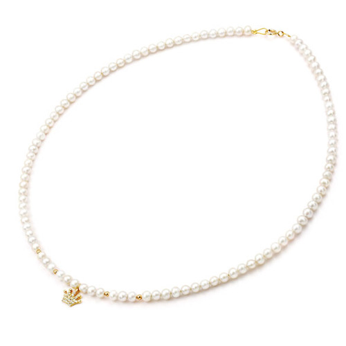 Κολιέ με μαργαριτάρια και χρυσή κορώνα Κ14