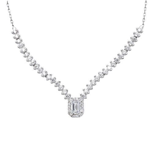 Λευκόχρυσο νυφικό κολιέ Κ14 με ζιργκόν