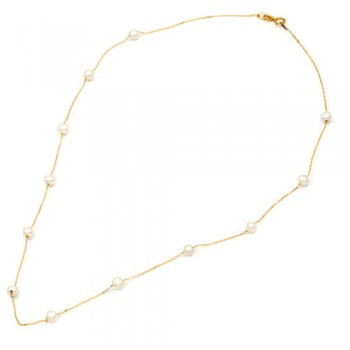 Χρυσό κολιέ Κ14 με μαργαριτάρια