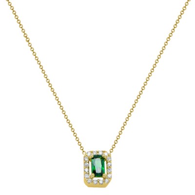 Χρυσό κολιέ ορθογώνια ροζέτα Κ14 με ζιργκόν