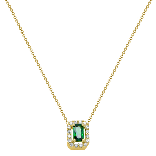 Χρυσό κολιέ ορθογώνια ροζέτα Κ14 με ζιργκόν