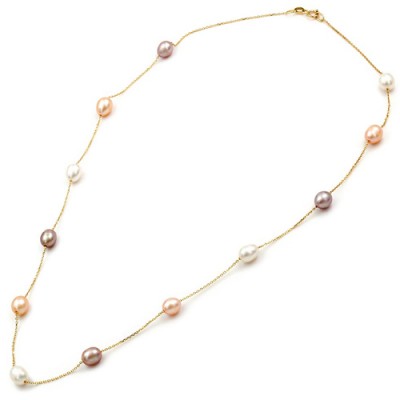 Χρυσό κολιέ Κ14 με μαργαριτάρια