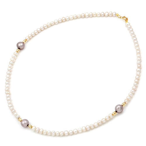 Κολιέ με μαργαριτάρια και χρυσό Κ14