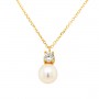΄Χρυσό κολιέ Κ14 με μαργαριτάρι και ζιργκόν
