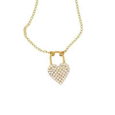 Χρυσό κολιέ καρδιά Κ14 με ζιργκόν