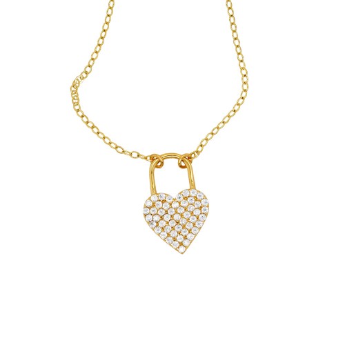 Χρυσό κολιέ καρδιά Κ14 με ζιργκόν