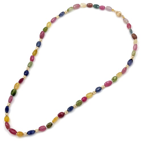 Κολιέ με ζαφείρια και χρυσά στοιχεία Κ14