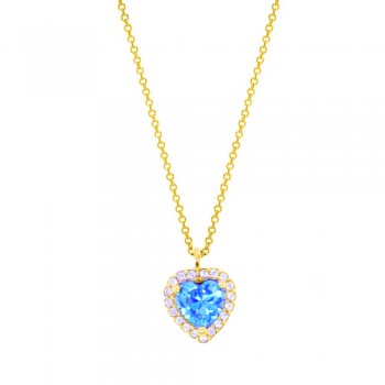 Χρυσό κολιέ καρδιά Κ14 με ζιργκόν